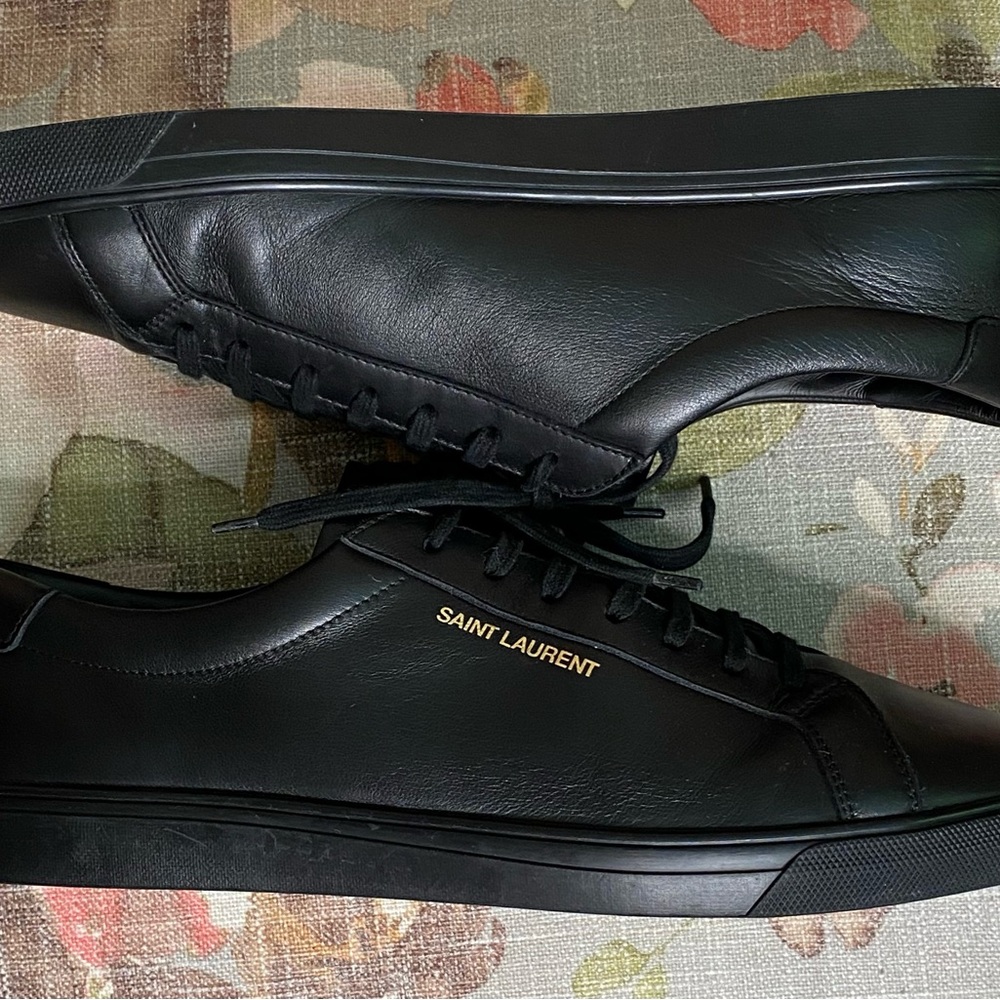 Saint Laurent Mens Andy Shoe Leather Size 12 Black EUC Retail $790.00 - Picture 5 of 13